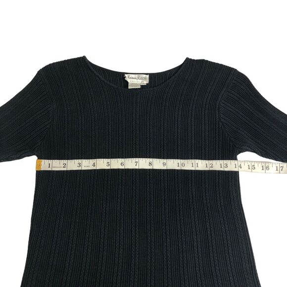 Neiman Marcus Exclusive Sweater Top Womens Small Black Silk Short Sleeve Knit - Picture 13 of 14